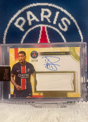 2024/25 Topps Exhibition PSG Presnel Kimpembe Patch Auto /50, marke: Topps, zustand: Sehr gut, 59,00 €, 62,65 € inklusive Vinted-Käuferschutz