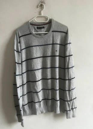 Pull Tommy Hilfiger Gris à rayures Homme L, brand: Tommy Hilfiger, condition: Very good, size: L, €5.00, €5.95 includes Buyer Protection