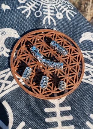 5 Perles Argenté Viking Runes du Futhark Bijoux Cheveux Barbes Tresses Dreadlocks, merk: Viking, staat: Heel goed, € 6,60, € 7,63 inclusief Kopersbescherming