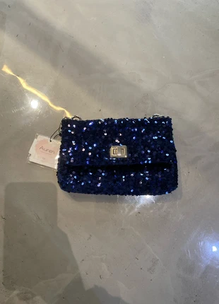 Sac Auren bleu marine à sequins – NEUF étiquettes – 25×20×8 cm, brand: Auren, condizioni: Nuovo con cartellino, €35.00, €37.45 include la Protezione acquisti