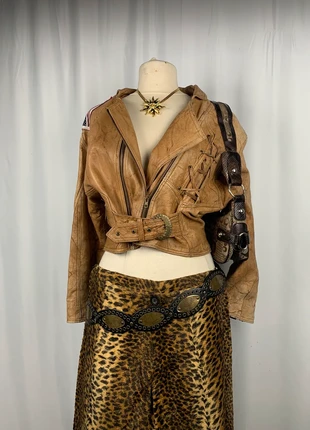 Vintage y2k leather biker cropped belt lacets usa country jacket, brand: Vintage Dressing, condition: Very good, size: L / 40 / 12, €110.00, €116.20 includes Buyer Protection