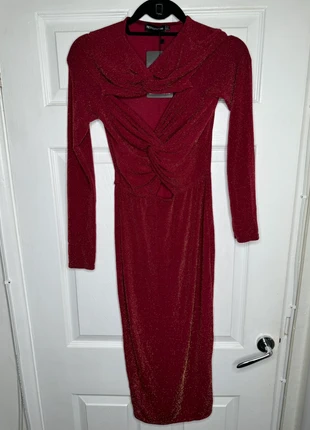 NEW Red glitter cut out midi dress, brand: PrettyLittleThing, condition: New with tags, size: M / UK 12-14, £3.00, £3.85 includes Buyer Protection