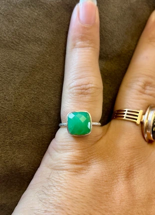 Bague en argent massif et pierre verte chrysoprase, marke: Argent, zustand: Sehr gut, größe: 54.3 mm / 17.3 mm Ø, 42,95 €, 45,80 € beinhaltet Vinted-Käuferschutz Pro