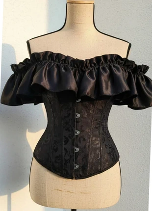 Corset noir style gothique avec manches à volants et laçage, marke: noctyra, zustand: Sehr gut, größe: M / 38 / 10, 38,90 €, 41,55 € inklusive Vinted-Käuferschutz