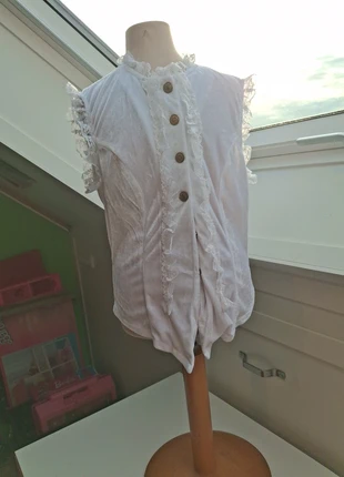 Witte blouse zonder mouwen – Funny Fashion, maat 40/42, marca: FUNNY FASHION, estado: Muito bom, tamanho: L / 40 / 12, €3.00, €3.85 inclui Proteção do Comprador