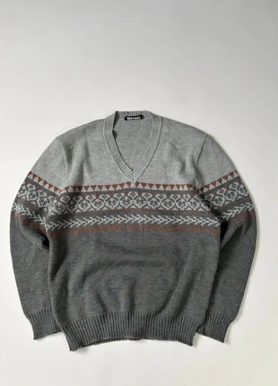 Pull col en V vintage à motif jacquard made in France, marke: Vintage Dressing, zustand: Sehr gut, größe: M, 14,00 €, 15,40 € beinhaltet Vinted-Käuferschutz Pro