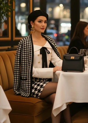 outfit completo pata de gallo chaqueta blue motion y falda reverse, marca: Revers, estado: Muy bueno, tamaño: M / 38 / 10, 25,00 €, 26,95 € Protección al comprador incluida