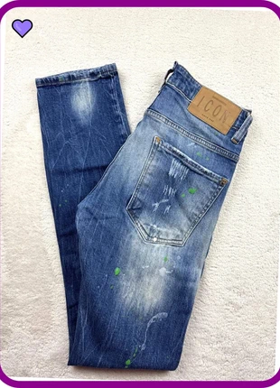 Jean homme Dsquared2 bleu effet taches de peinture verte – Taille 38, marke: Dsquared2, zustand: Sehr gut, größe: W28 | DE 44, 50,00 €, 53,20 € beinhaltet Vinted-Käuferschutz Pro