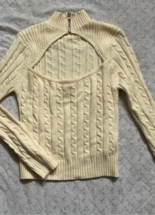 knit top | jumper | maglioncino panna, con decorazione in maglia e scollo sul seno | coquette style, marke: Shein, zustand: Sehr gut, größe: S / 36 / 8, 15,00 €, 16,45 € inklusive Vinted-Käuferschutz