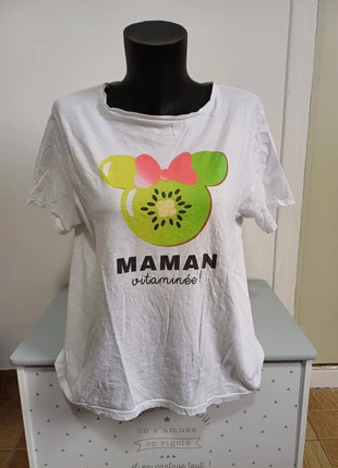 T-shirt Disney – Maman vitaminée – Blanc – Taille 42/44, marke: Disney, zustand: Sehr gut, größe: XXL / 44 / 16, 5,95 €, 6,95 € inklusive Vinted-Käuferschutz