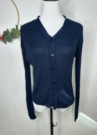 Gilet cardigan femme maille fine côtelée bleu marine col V taille 42/44 L/XL, état: Très bon état, taille: XL / 42 / 14, 4,00 €, 4,90 € Protection acheteurs incluse