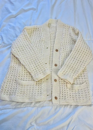 Vintage handmade crochet cardigan pure Aran wool, brand: Vintage Dressing, condition: Very good, size: M / UK 12-14, £30.00, £32.20 includes Buyer Protection