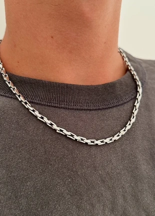 Chaine maille argentée torsadée, Collier homme acier inoxydable, marque: sans marque, état: Très bon état, 12,00 €, 13,30 € Protection acheteurs (Pro) incluse
