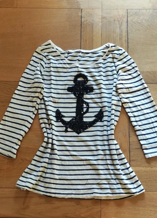 Tee-shirt avec manche mi-longue style marinière, brand: Inconnu, condition: Very good, size: S / 36 / 8, €5.00, €5.95 includes Buyer Protection