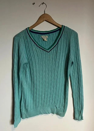 Pull col V en maille Caribben Joe bleu turquoise - M Femme, merk: Vintage Dressing, staat: Heel goed, maat: M / 38 / 10, € 6,00, € 7,00 inclusief Kopersbescherming