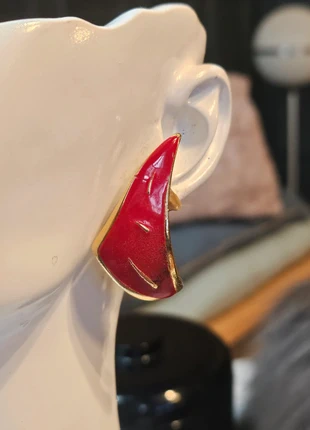 Boucles d'oreilles clips vintage année 90 émaillé rouge et doré, marke: Vintage, zustand: Sehr gut, 13,00 €, 14,35 € inklusive Vinted-Käuferschutz