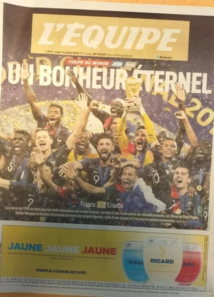4 journaux l'Equipe France coupe du monde 2018, marque: L'Équipe, état: Très bon état, 35,00 €, 37,45 € Protection acheteurs incluse