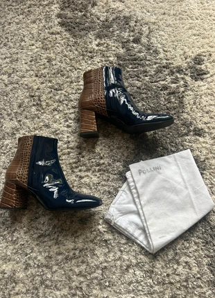Pollini ankle boots – navy patent & brown croco, size 38, merk: Pollini, staat: Heel goed, maat: 38, € 95,00, € 100,45 inclusief Kopersbescherming