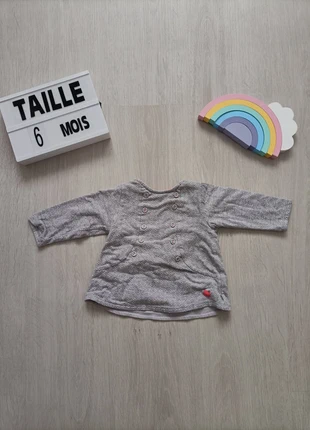 Haut/tunique épaisse grise taille 6m Okaidi., brand: Obaïbi, condition: Very good, size: 3-6 months / 62 cm, €1.50, €2.28 includes Buyer Protection