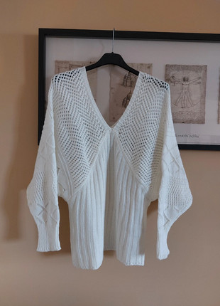 Maglione bianco, scollo a V, maniche a pipistrello, taglia unica, marque: Vintage Dressing, état: Neuf sans étiquette, taille: Taille unique, 12,00 €, 13,30 € Protection acheteurs incluse