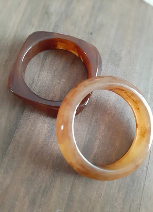 Lot de 2 bracelets femme en résine – effet ambre brun doré à marron foncé, marque: Zara, état: Neuf sans étiquette, 7,50 €, 8,58 € Protection acheteurs incluse