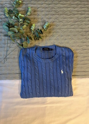 Pull haut Ralph Lauren torsadé col rond bleu, merk: Ralph Lauren, staat: Heel goed, maat: S / 36 / 8, € 54,99, € 58,44 inclusief Kopersbescherming