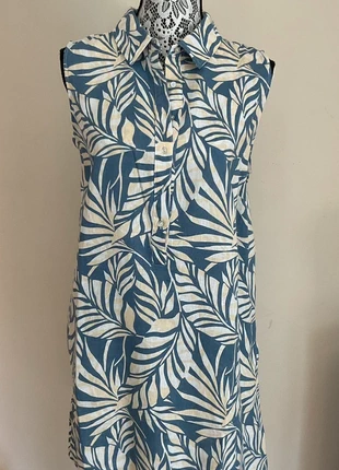 Abito smanicato Tahari in puro lino fantasia foglie EU 46 (IT 50), marca: Tahari, estado: Muy bueno, tamaño: XXXL / 46 / 18, 20,00 €, 21,70 € Protección al comprador incluida