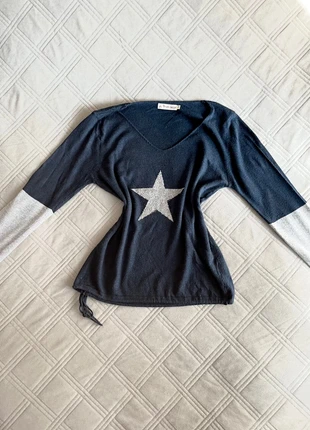 Purplequeen pull col V bleu gris brillant sequins étoile coquette girly star femme 38 y2k, brand: Purple Queen, condition: Good, size: M / 38 / 10, €9.00, €10.15 includes Buyer Protection