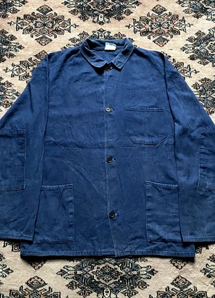 Vintage 90s navy blue french chore workwear jacket M Utility faded, brand: French Chore Jacket, condition: Good, size: M, £28.00, £30.10 includes Buyer Protection