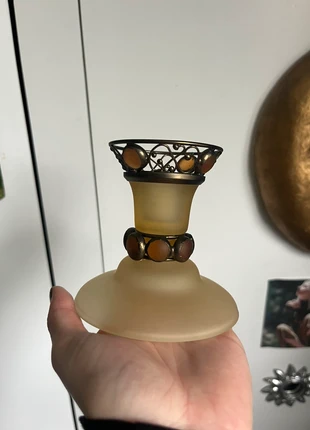 Candle holder with bronze metal and amber glass, condition: Good, £8.00, £9.10 includes Buyer Protection