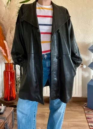 Belle veste ample en cuir souple mi-longue vintage 80’s, marca: Vintage Dressing, estado: Muito bom, tamanho: L / 40 / 12, €60.00, €63.70 inclui Proteção do Comprador