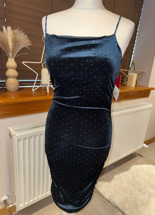 Navy Velvet Diamanté Midi Party Dress Size 10/12 – New With Tags, brand: New Collection, condition: New with tags, size: L / 12, £12.00, £13.30 includes Buyer Protection
