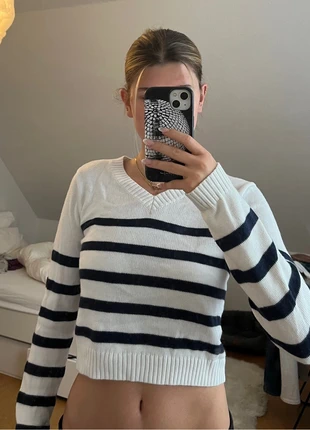 🤍Hollister Cropped Strickpulli | Weiß mit Navy Streifen | Größe XS | Maritimer Baddie Look🤍, marque: Hollister, état: Très bon état, taille: XS / 34 / 6, 4,00 €, 4,90 € Protection acheteurs incluse