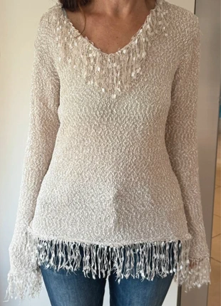 Pull fantaisie en maille + franges scintillantes, marque: Maison 123, état: Très bon état, taille: L / 40 / 12, 5,00 €, 5,95 € Protection acheteurs incluse