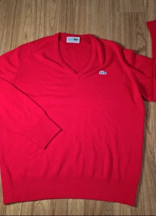 Lacoste Red V-Neck Sweater – Size 6 (L), brand: Lacoste, condition: Good, size: L, £15.00, £16.45 includes Buyer Protection
