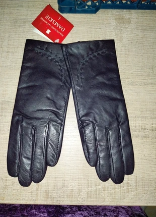 Gants en cuir noir aubergine, marque: Damskie, état: Neuf avec étiquette, taille: L, 15,00 €, 16,45 € Protection acheteurs incluse