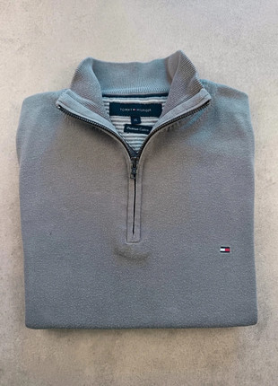 Pull 1/4 zip Tommy Hilfiger gris 100% coton taille XL, marca: Tommy Hilfiger, estado: Muito bom, tamanho: XL, €29.90, €32.10 inclui Proteção do Comprador Pro