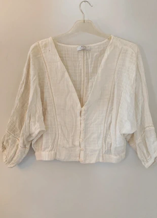 Blouse Bershka bohème écrue, manches ballon, brand: Bershka, condition: Good, size: L / 40 / 12, €9.00, €10.15 includes Buyer Protection