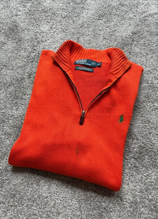 Pull demi-zippé Polo Ralph Lauren orange S Homme – 100% coton, logo vert brodé, col montant côtelé, marca: Ralph Lauren, estado: Bom, tamanho: S, €39.95, €42.65 inclui Proteção do Comprador
