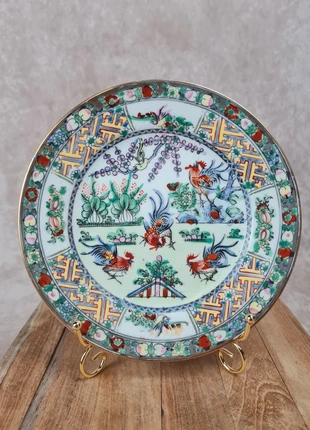 Assiette ancienne en porcelaine chinoise 🇨🇳 décor coqs & fleurs – Macao, marque: macao, état: Très bon état, 32,00 €, 34,30 € Protection acheteurs incluse