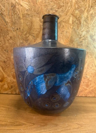 Vase grès décoré Primavera & Marguerite Lehmann-Gustalla – Oiseau stylisé bleu Art Déco, marque: Primavera, état: Bon état, 600,00 €, 612,00 € Protection acheteurs (Pro) incluse