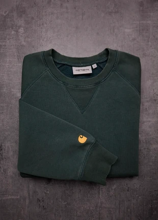 Pull / Chase sweat sans capuche vert foncé Carhartt logo brodé - Taille S, marca: Carhartt, estado: Muy bueno, tamaño: S, 40,00 €, 42,70 € Protección al comprador incluida