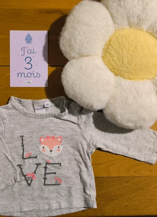 T shirt gris, brand: P'tit Bisou, condition: Very good, size: 1-3 months / 56 cm, €2.00, €2.80 includes Buyer Protection