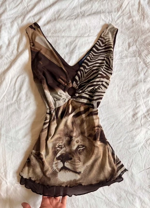 Débardeur imprimé lion animal boucle mèche vintage zèbre Y2k coquette, marca: y2k, estado: Muito bom, tamanho: S / 36 / 8, €20.00, €21.70 inclui Proteção do Comprador
