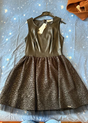 Abito dark rock-chic in tulle e pelle vegana tgS, marca: Rinascimento, estado: Nuevo con etiquetas, tamaño: S / 36 / 8, 39,00 €, 41,65 € Protección al comprador incluida