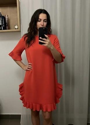 Robe Tunique Orange Éclatante à Volants Plissés, marca: Magnifique, estado: Muy bueno, tamaño: M / 38 / 10, 36,48 €, 39,00 € Protección al comprador Pro incluida