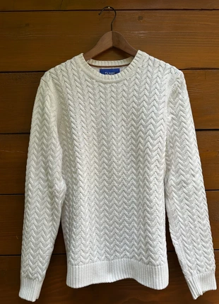 Pull blanc en laine tressée Jules taille M – très bon état, merk: Jules, staat: Heel goed, maat: M, € 17,00, € 18,55 inclusief Kopersbescherming