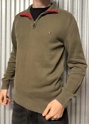 1/4 zip Tommy Hilfiger vert kaki brodé pull col camionneur coton sweat half zip PT1-26, marca: Tommy Hilfiger, estado: Muito bom, tamanho: S, €24.90, €26.85 inclui Proteção do Comprador Pro
