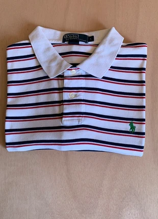 Polo Raph Lauren à rayures noir/rouge sur fond blanc manches courtes logo brodé taille L, brand: Ralph Lauren, condizioni: Ottime, taglia: L, €20.00, €21.70 include la Protezione acquisti