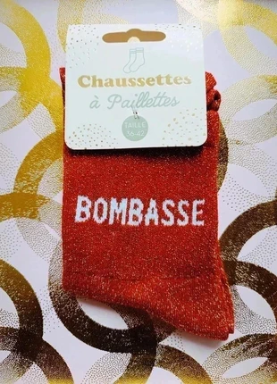 Chaussettes à paillettes "Bombasse" Attention, zone de danger sexy., marque: STC, état: Neuf avec étiquette, taille: Taille unique, 4,90 €, 5,85 € Protection acheteurs (Pro) incluse